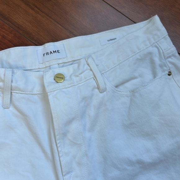 Frame Denim Le Garçon White Distressed Straight Jeans Size 29 - Picture 2 of 7